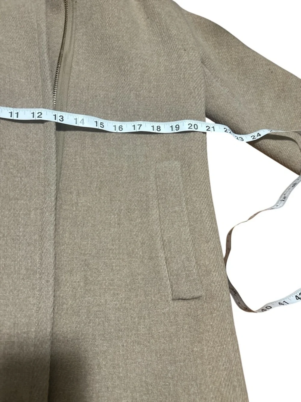 J.Crew Stadium Cloth Wool Blend Camel Pea Coat Nello Gori Size 4 Minimalist - Picture 6 of 10